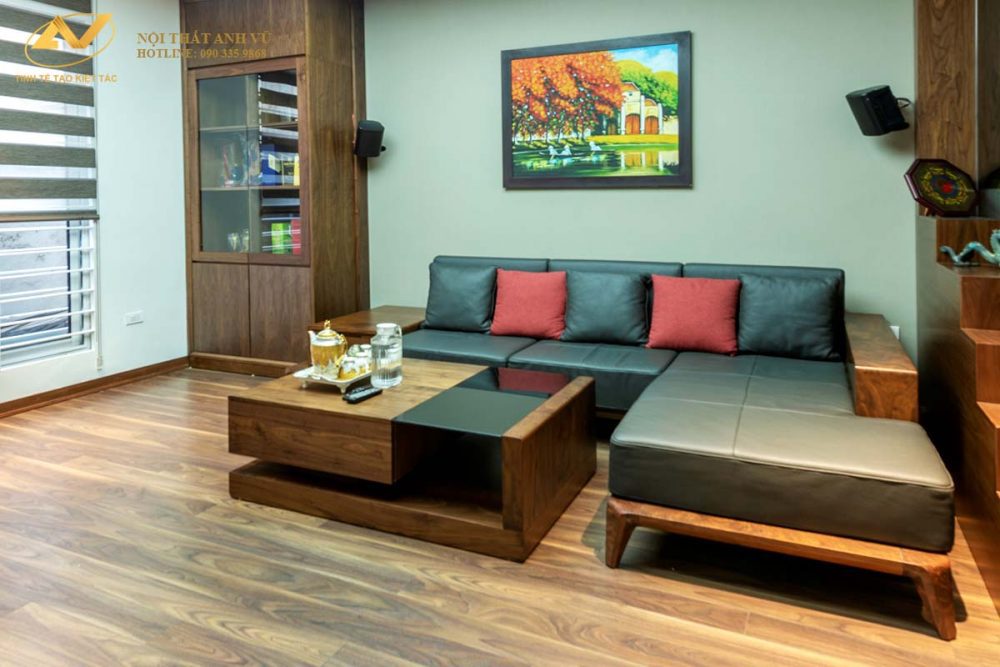 Bàn uống nước bằng gỗ óc chó đẹp 001 - Nội thất Anh Vũ