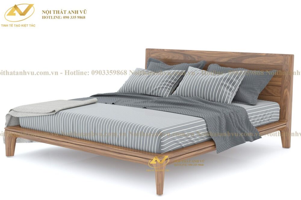 Giường gỗ hiện đại óc chó cao cấp AVGN-507