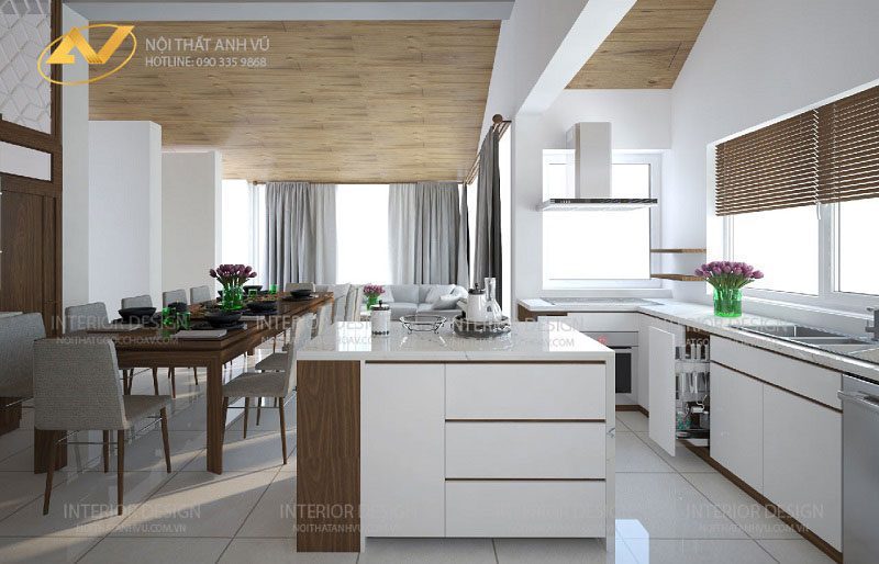 Để phát tài lộc hãy bố trí lại phong thủy nhà bếp ngay Thiết kế nội thất biệt thự đẹp Mr. Tuấn - Gỗ óc chó Anh Vũ