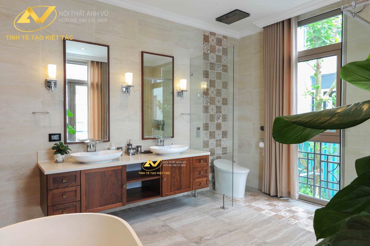 Thi công nội thất biệt thự đẹp tại Vinhome - Gỗ óc chó Anh Vũ
