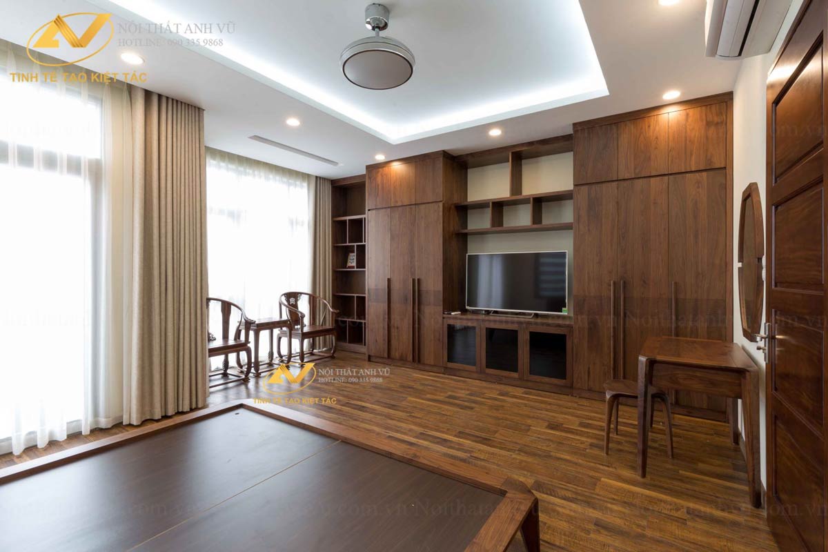 Thi công nội thất biệt thự hiện đại Mr Hoàng - Vinhome Riverside Thi công nội thất biệt thự hiện đại - Gỗ óc chó Anh Vũ
