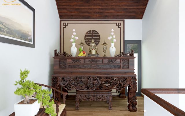 Tổng hợp kích thước bàn thờ đẹp chuẩn phong thủy thiết kế biệt thự cao cấp Mr. Thiệp - Gỗ óc chó Anh Vũ