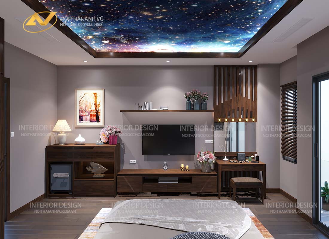 Thiết kế nội thất nhà phố sang trọng - Gỗ óc chó Anh Vũ