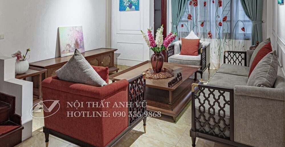 Bộ sofa gỗ óc chó AVSF-109 Bộ sofa gỗ óc chó AVSF-109