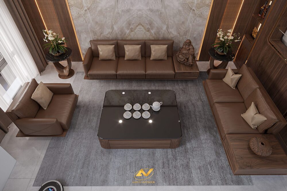 sofa gỗ óc chó AVSF-111
