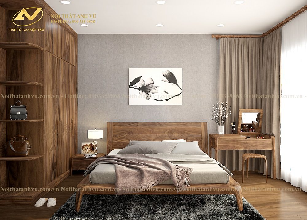 Thiết kế nội thất chung cư gỗ óc chó Mr. Phước - Nội thất gỗ óc chó Anh Vũ