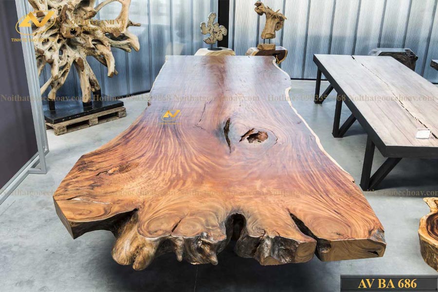 Bàn thân gỗ tự nhiên óc chó AV-BA 686 - Nội thất gỗ óc chó cao cấp Anh Vũ