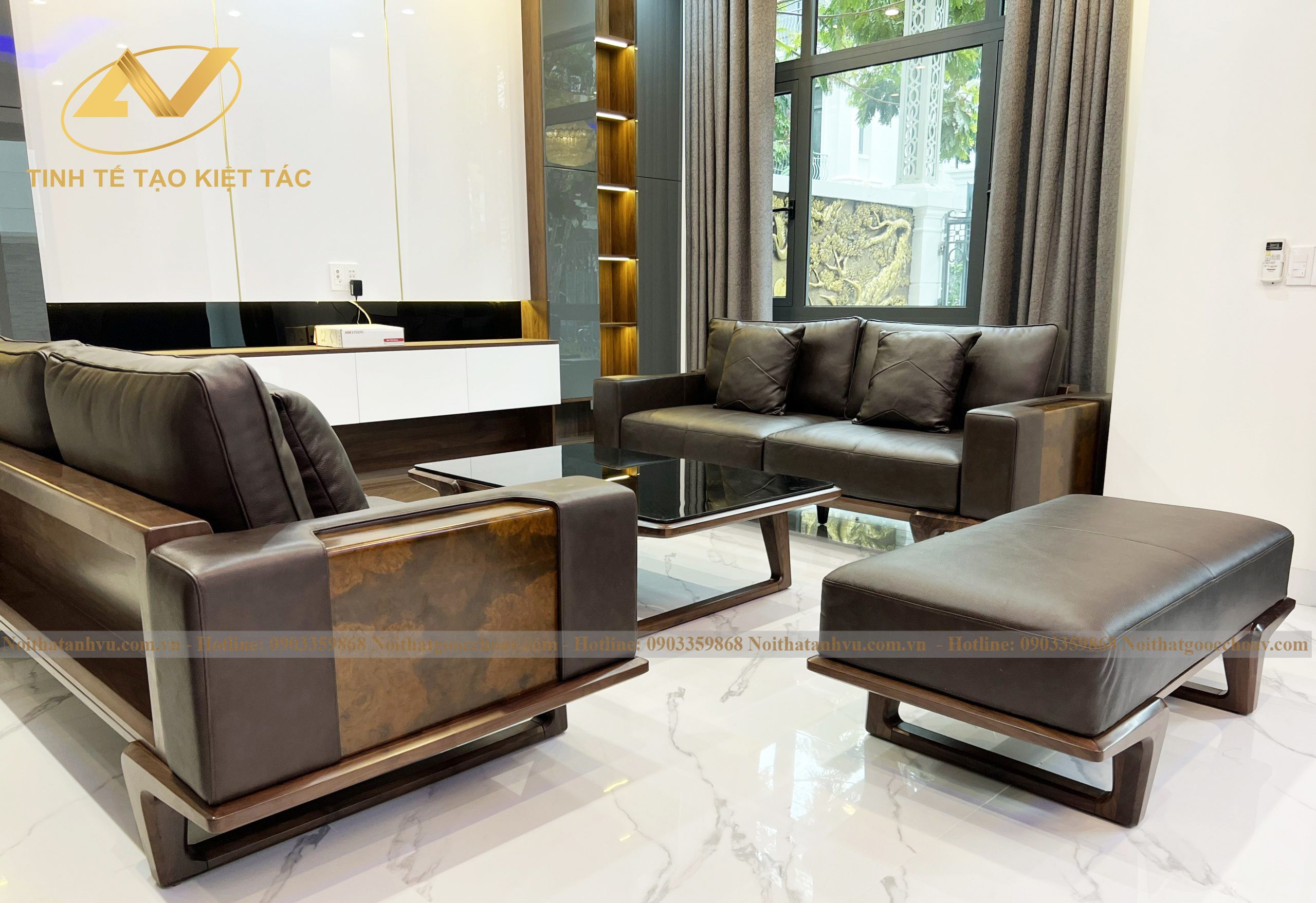 Bộ sofa gỗ óc chó AVSF-101 Bộ sofa gỗ óc chó AVSF-101