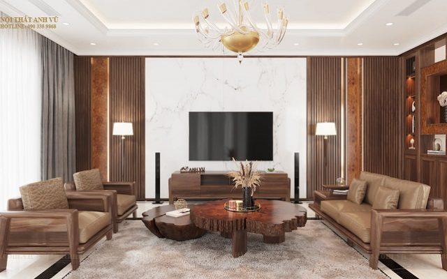 Thi công nội thất gỗ óc chó Anh Vũ: Chuyên nghiệp - Tận tâm - Không phát sinh phí Thi công nội thất gỗ óc chó Anh Vũ