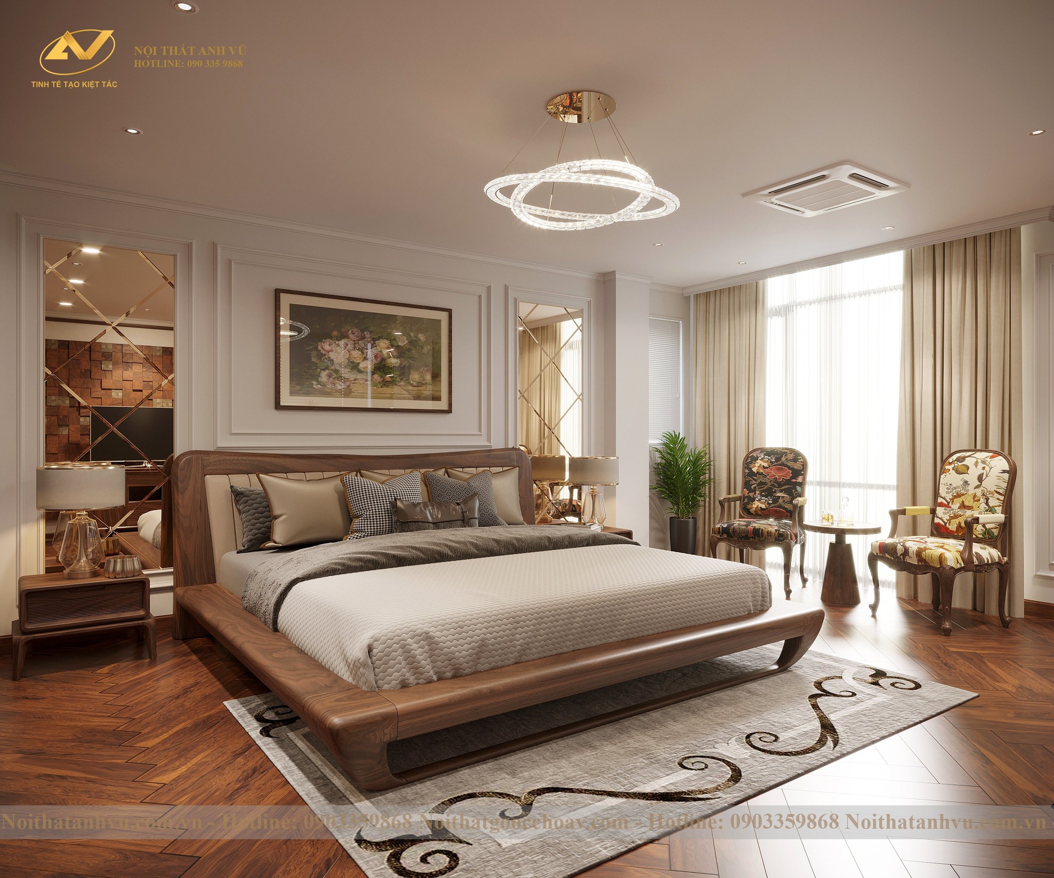 Thiết kế nội thất tân cổ điển kết hợp với gỗ óc chó - Vẻ đẹp sang trọng và đẳng cấp cho không gian sống