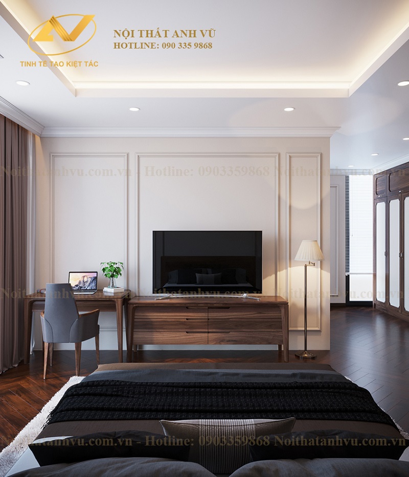Điểm chung trong phòng ngủ gỗ óc chó nhà biệt thự, nhà phố Điểm chung trong phòng ngủ gỗ óc chó nhà biệt thự, nhà phố