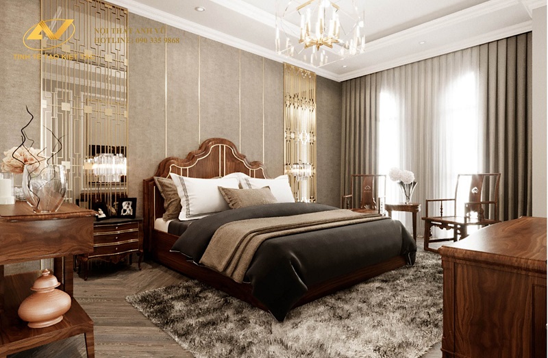 Điểm chung trong phòng ngủ gỗ óc chó nhà biệt thự, nhà phố Điểm chung trong phòng ngủ gỗ óc chó nhà biệt thự, nhà phố