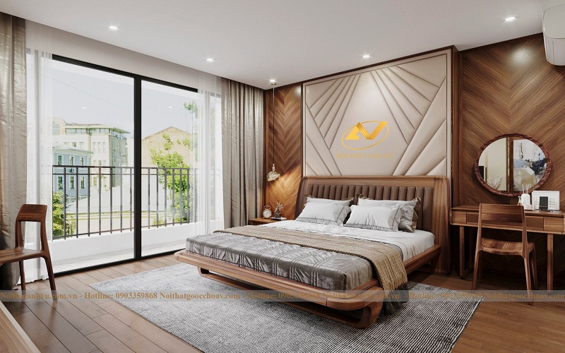 Điểm chung trong phòng ngủ gỗ óc chó nhà biệt thự, nhà phố Điểm chung trong phòng ngủ gỗ óc chó nhà biệt thự, nhà phố