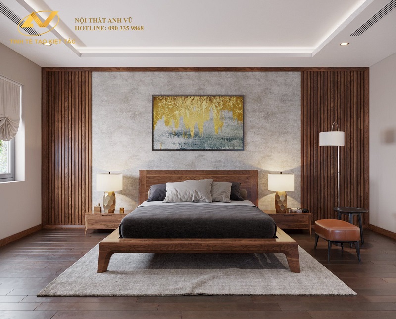 Thiết kế nội thất chung cư 2 phòng ngủ Điểm chung trong phòng ngủ gỗ óc chó nhà biệt thự, nhà phố