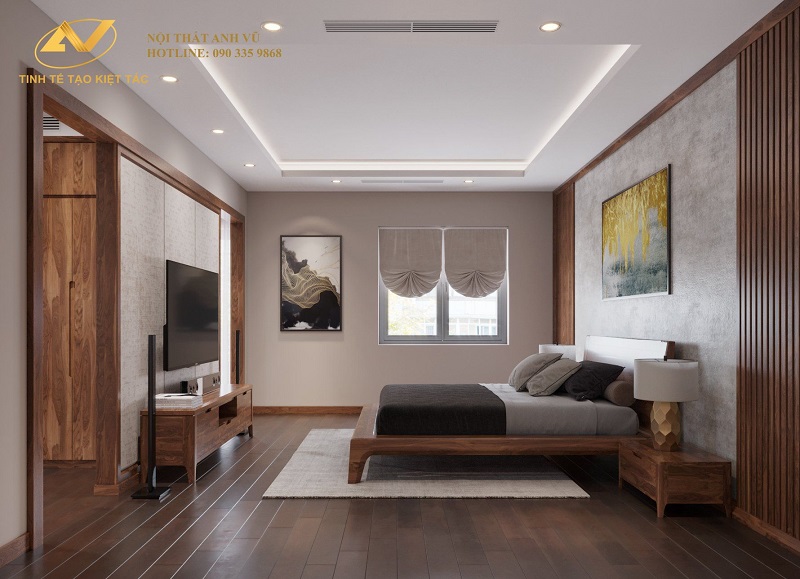Điểm chung trong phòng ngủ gỗ óc chó nhà biệt thự, nhà phố Điểm chung trong phòng ngủ gỗ óc chó nhà biệt thự, nhà phố