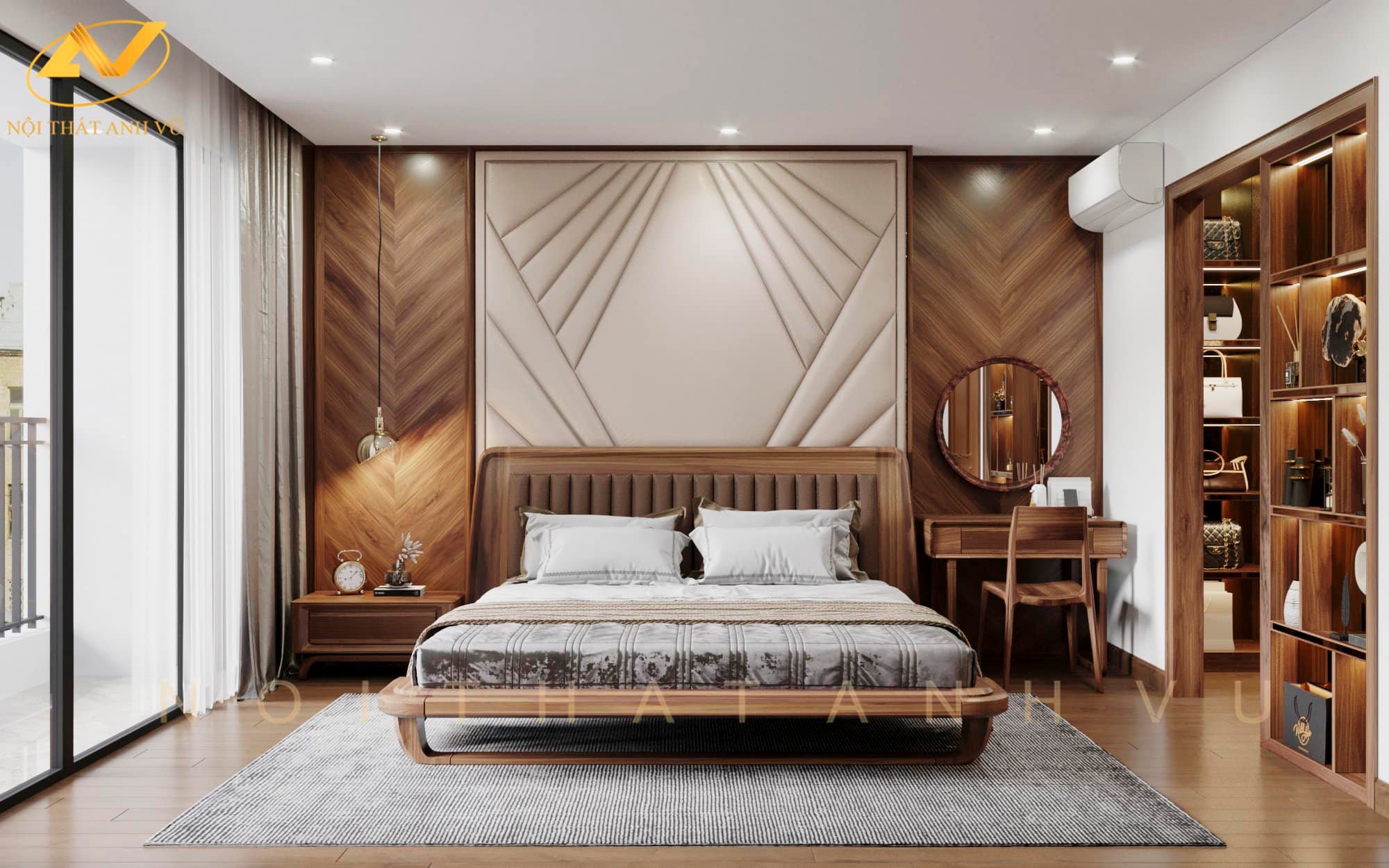 Phòng ngủ gỗ óc chó - Đơn vị nào nhận thiết kế thi công giá rẻ?