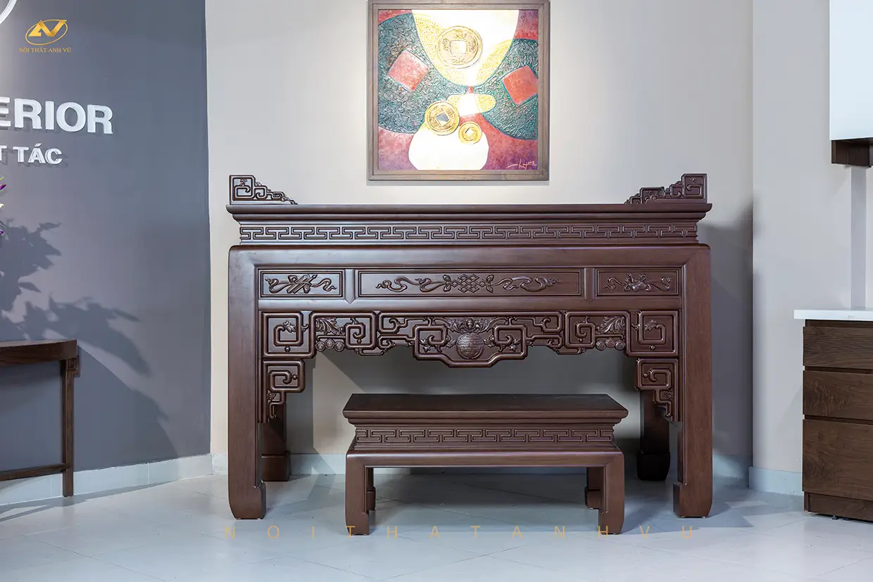 Tổng hợp kích thước bàn thờ đẹp chuẩn phong thủy Phòng thờ đẹp AVPT-905