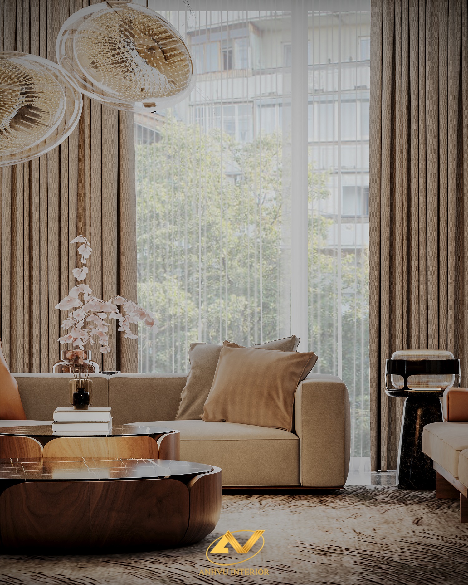 Thiết kế thi công nội thất biệt thự tại Đông Anh - Sofa da bò ý nhập khẩu