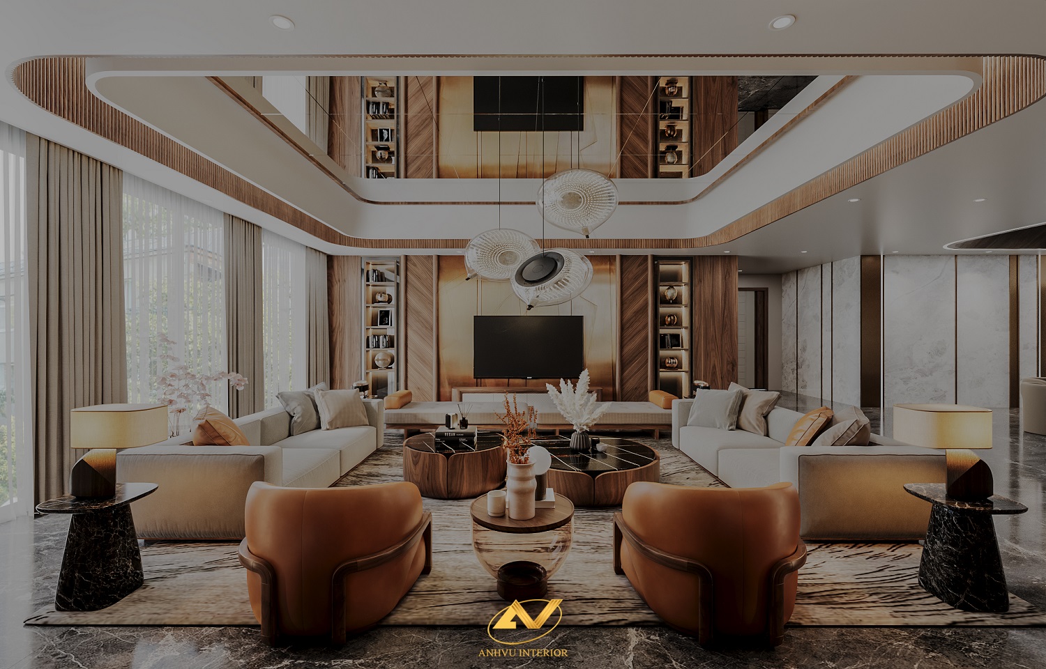 Sofa gỗ óc chó hiện đại: Lựa chọn hoàn hảo cho không gian phòng khách Thiết kế thi công nội thất biệt thự tại Đông Anh