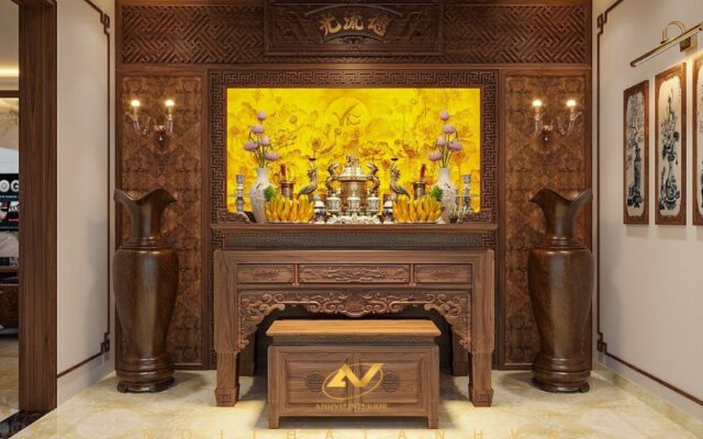 Thiết kế thi công nội thất phòng thờ gia tiên Đông Anh