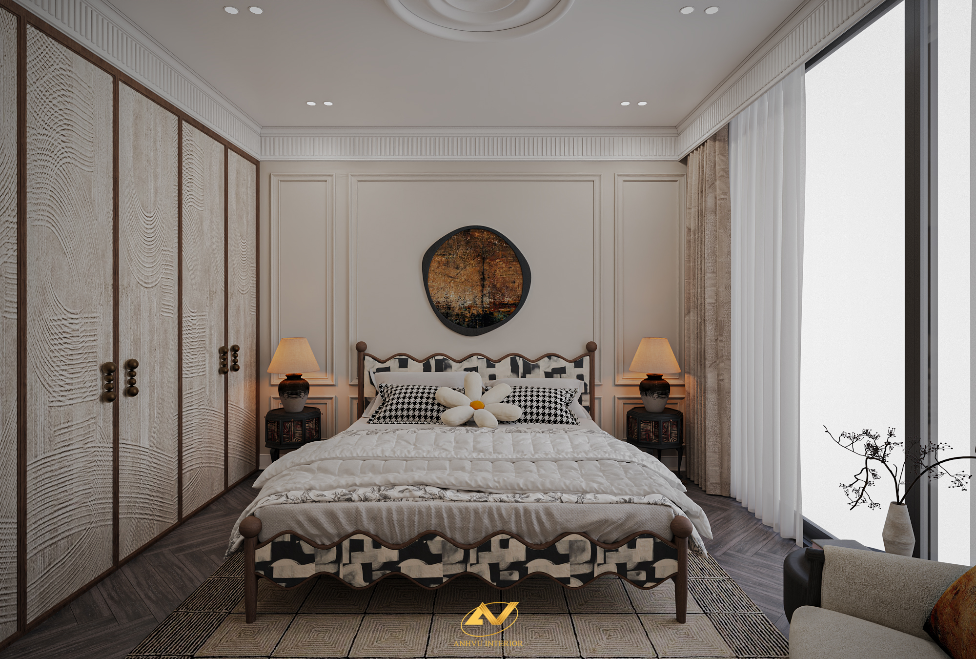 Thiết kế thi công nội thất chung cư cao cấp Đông Anh Thiết kế nội thất phòng ngủ chung cư cao cấp