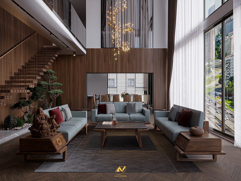 Sofa gỗ óc chó đẹp Đông Anh Bộ sofa gỗ óc chó đẹp Đông Anh
