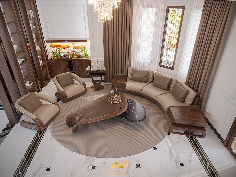 Sofa gỗ óc chó đẹp Đông Anh Bộ sofa gỗ óc chó phong cách Luxury