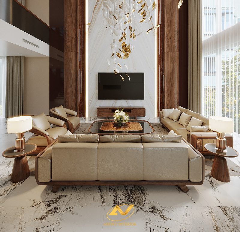 Sofa gỗ óc chó đẹp Đông Anh Bộ sofa gỗ óc chó phong cách tân cổ điển