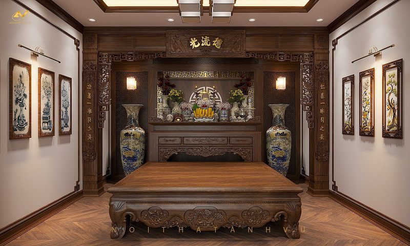 Thi công nội thất phòng thờ gia tiên
