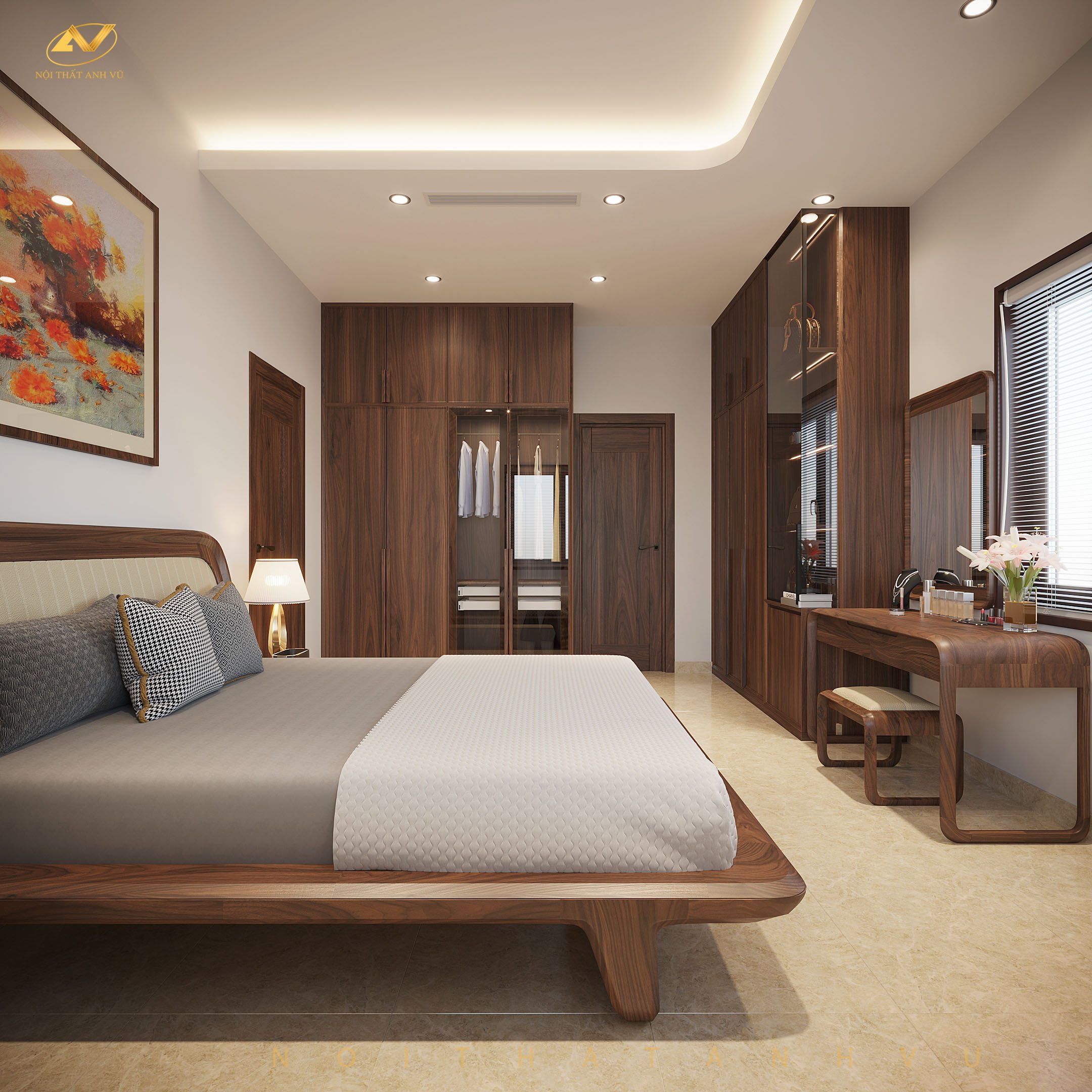 Giường ngủ gỗ tự nhiên Hà Nội Combo phòng ngủ gỗ tự nhiên đẹp hiện đại