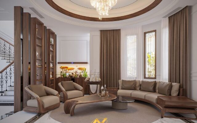 Tổng thầu thiết kế thi công nội thất gỗ óc chó biệt thự Đông Anh Tổng thầu thiết kế thi công nội thất gỗ óc chó biệt thự Đông Anh