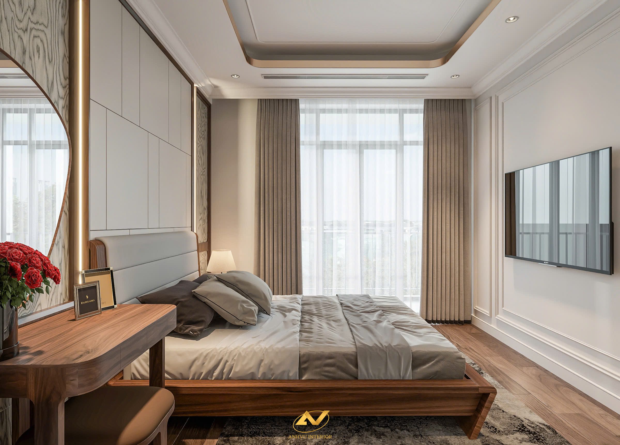 Nội thất phòng ngủ gỗ óc chó