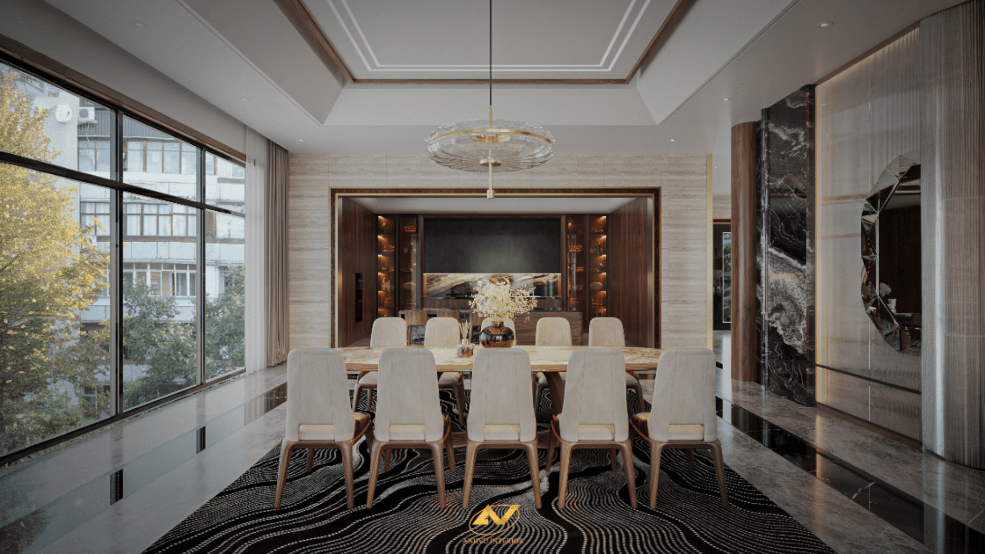 THIẾT KẾ THI CÔNG BIỆT THỰ GỖ ÓC CHÓ MODERN LUXURY