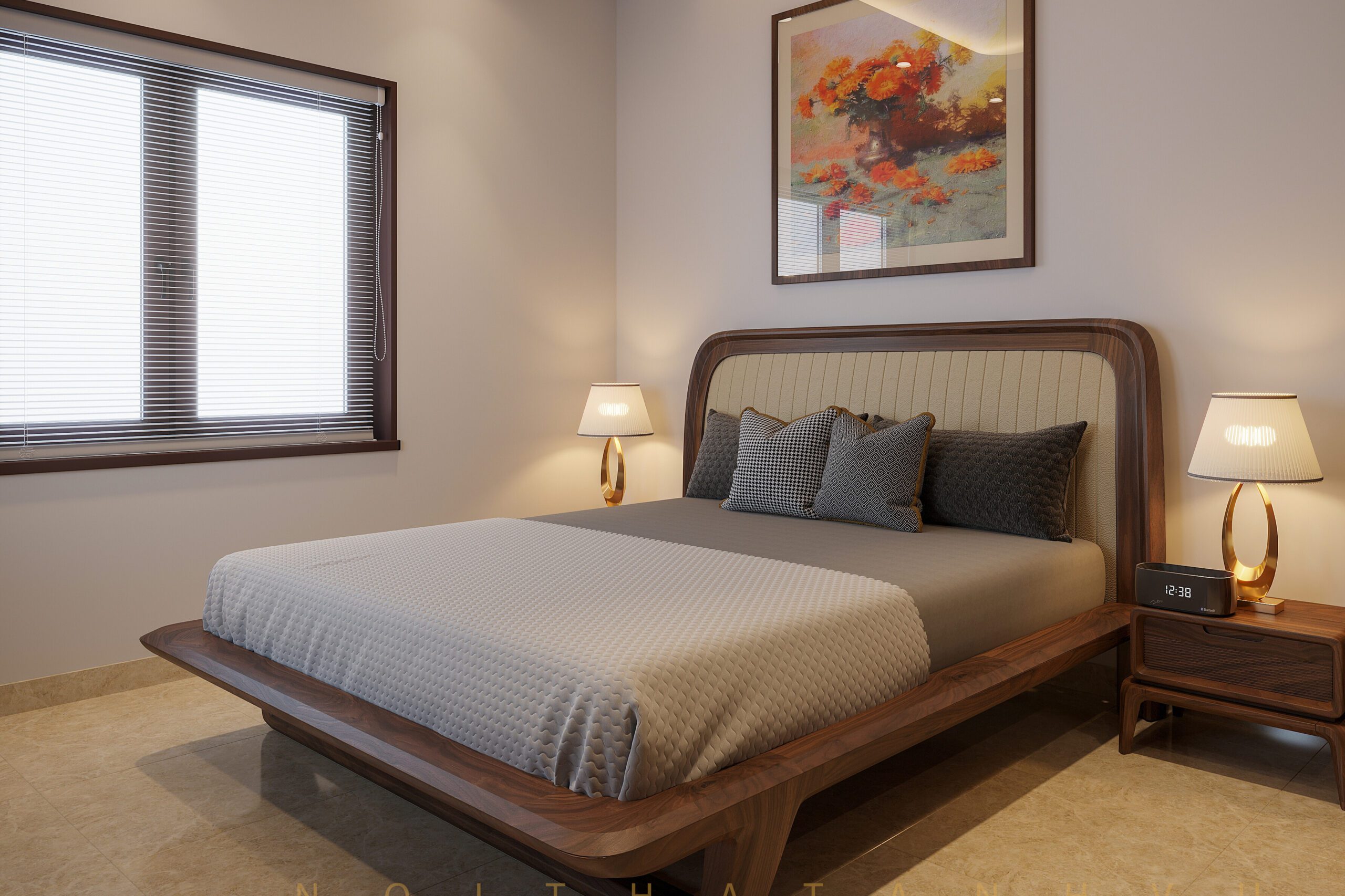 Giường ngủ gỗ óc chó đẹp