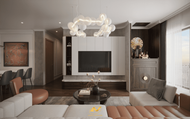 Thiết kế nội thất chung cư 100m2 hiện đại, sang trọng Mẫu phòng khách chung cư hiện đại