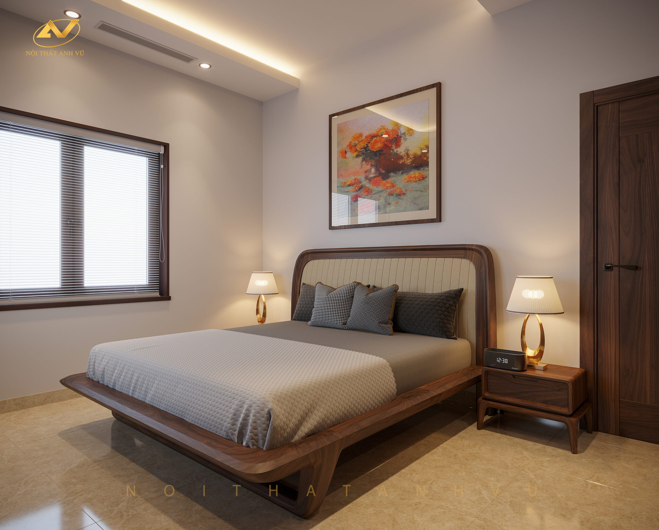 Phòng ngủ gỗ óc chó đẹp từ Nội thất Anh Vũ Phòng ngủ gỗ óc chó đẹp từ Nội thất Anh Vũ