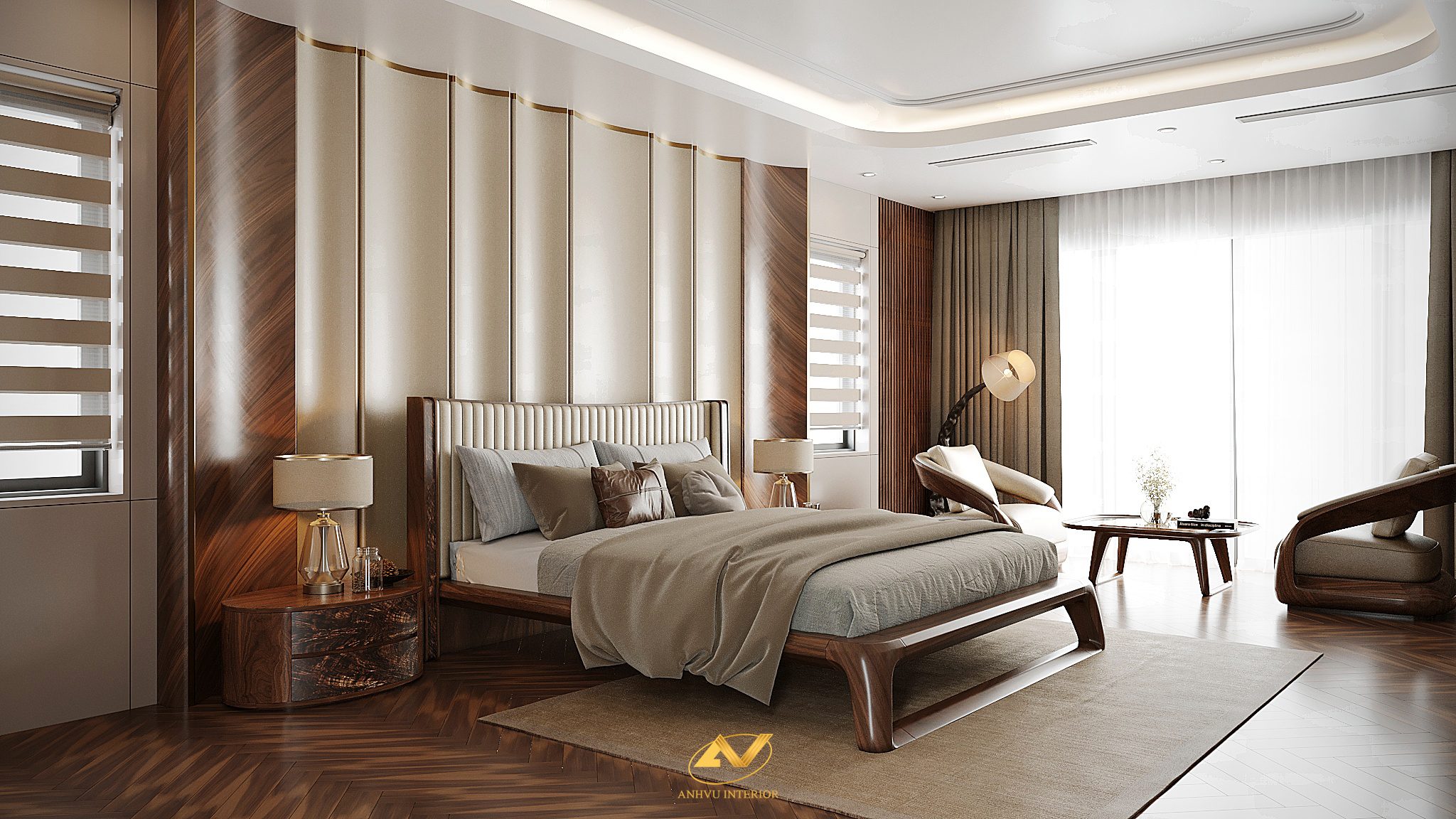 Phòng ngủ gỗ óc chó đẹp từ Nội thất Anh Vũ Phòng ngủ gỗ óc chó đẹp từ Nội thất Anh Vũ