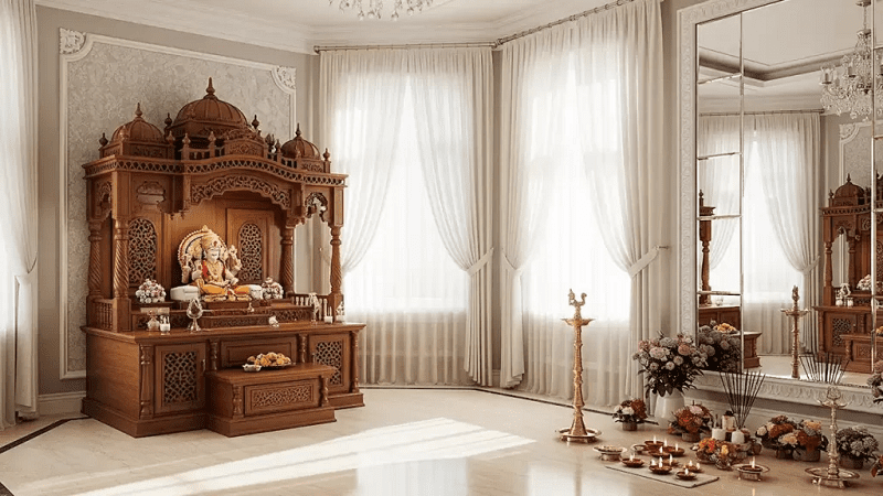 Phòng thờ gỗ tự nhiên phong cách Á Đông