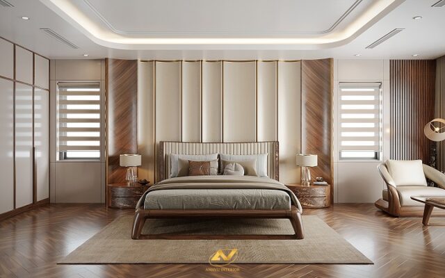 Phòng ngủ Master là gì? Các mẫu thiết kế phòng ngủ Master đẹp Giường ngủ gỗ tự nhiên hiện đại