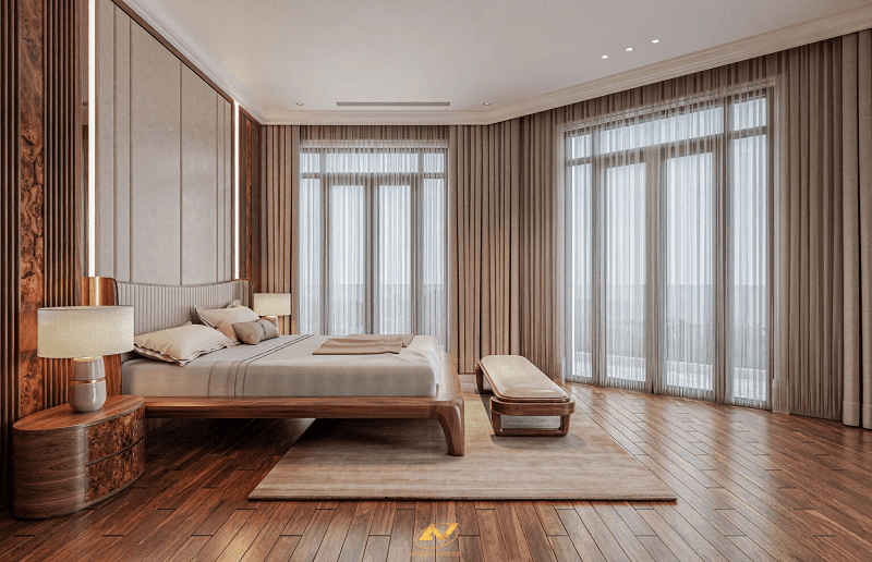 Thiết kế giường ngủ gỗ tự nhiên