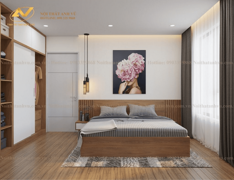 Thiết kế nội thất phòng ngủ gỗ công nghiệp sang trọng