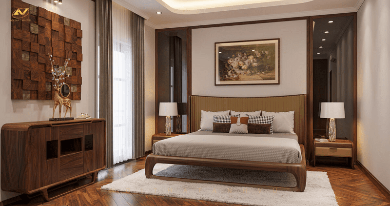 Thiết kế nội thất phòng ngủ gỗ tự nhiên