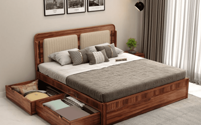 Giường ngủ gỗ sồi có ngăn kéo - Giải pháp cho phòng ngủ nhỏ Giường ngủ gỗ sồi có ngăn kéo đẹp hiện đại