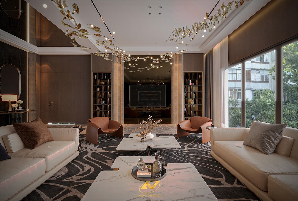 Thiết kế nội thất phòng khách biệt thự Luxury