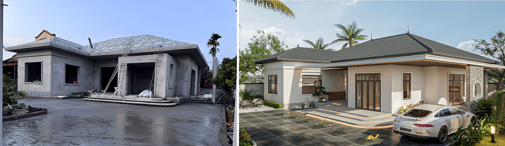 Mẫu nhà vườn mái Nhật 1 tầng