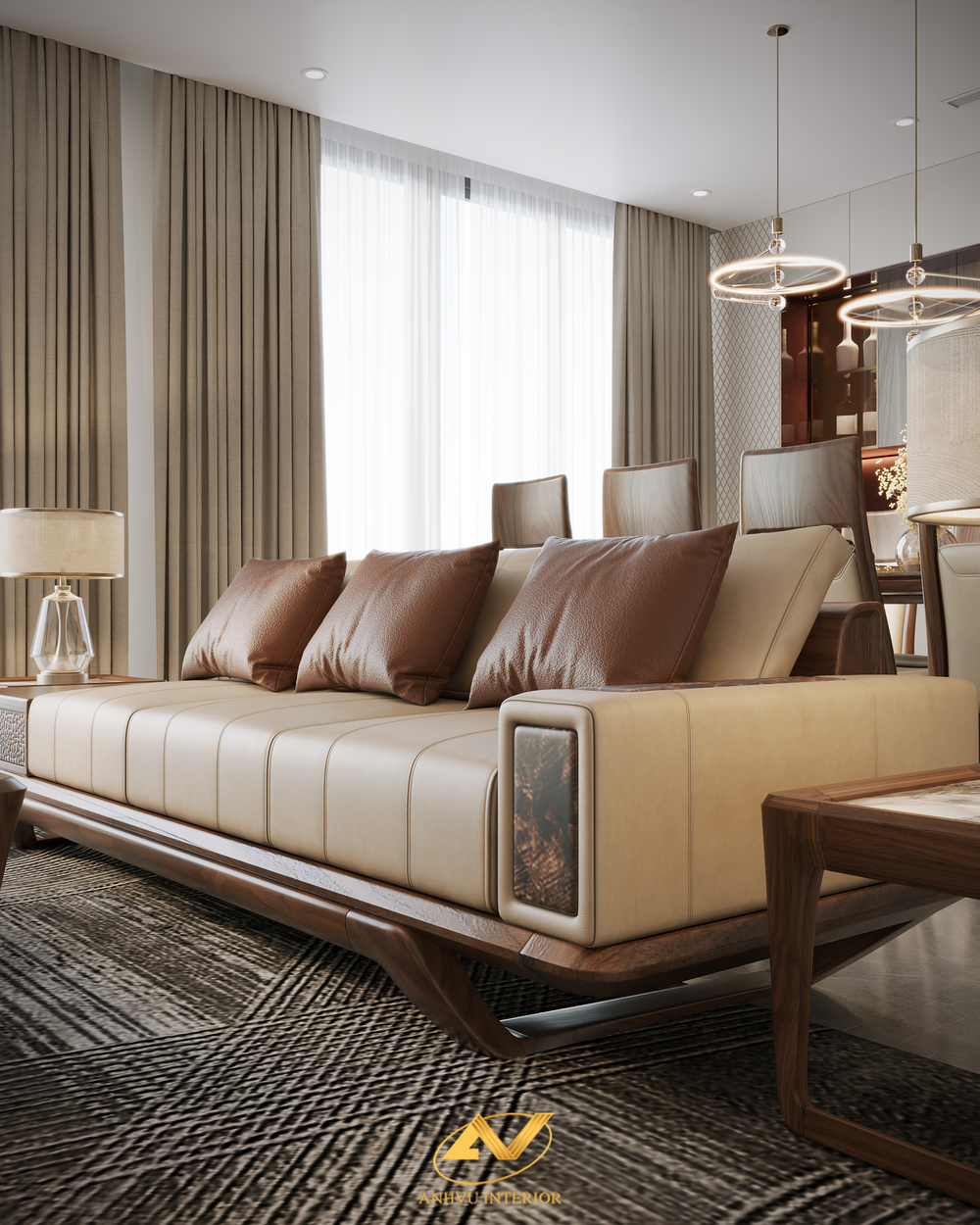 sofa-go-oc-cho-boc-da-bo-Italy THIẾT KẾ NỘI THẤT CHUNG CƯ ECOPARK TRỌN GÓI