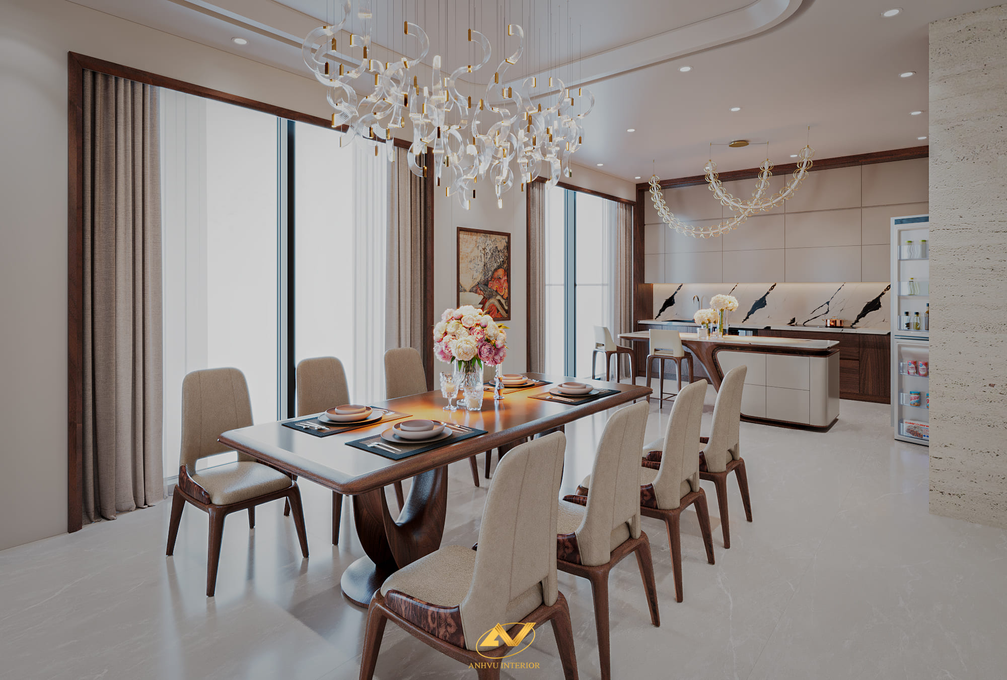 Cách xác định phong thủy hướng bếp, khắc phục hướng bếp xấu Thiết kế thi công nội thất phòng bếp gỗ óc chó